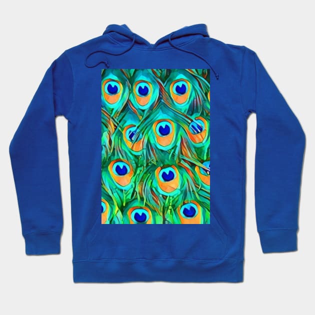 Peacock Feathers III Hoodie by RainbowStudios